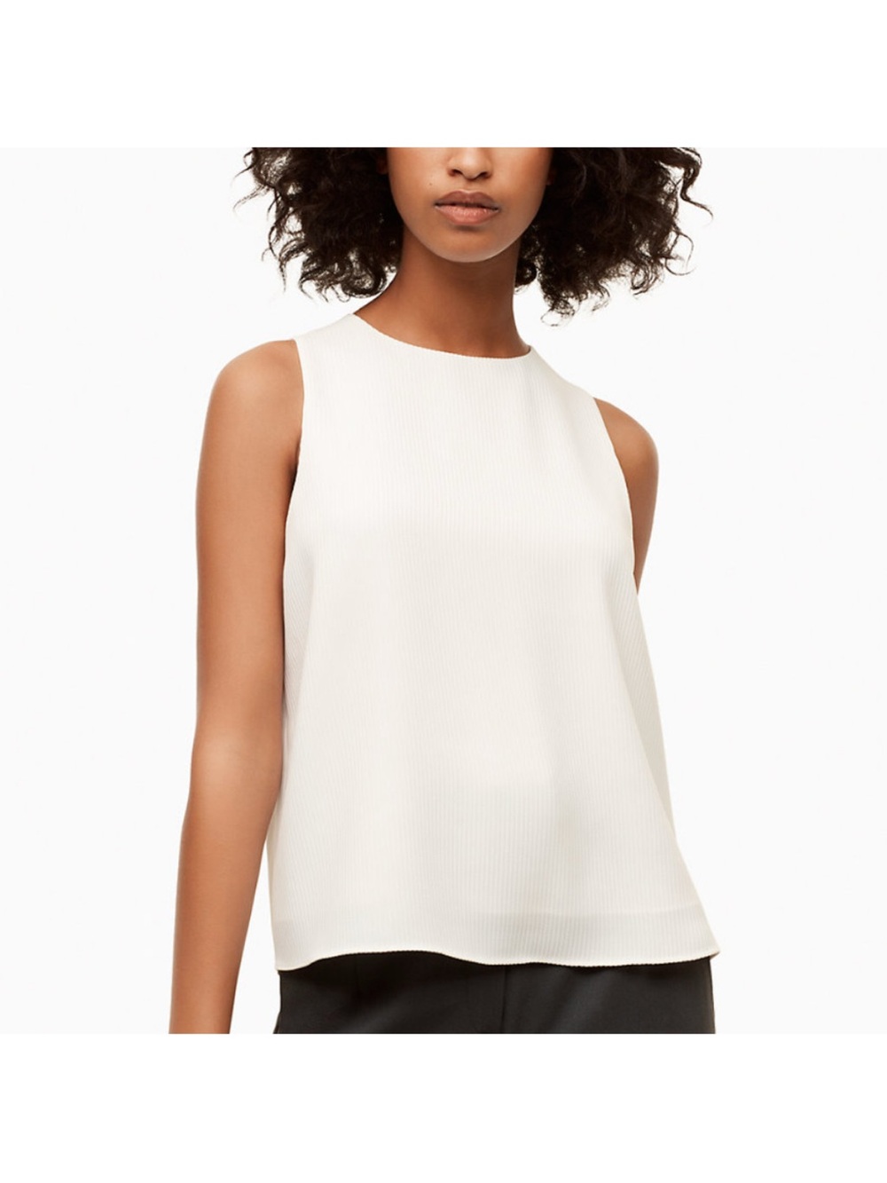 Babaton Aritzia Edwin Blouse White Pleated Sleeveless Tank Top Women’s Medium